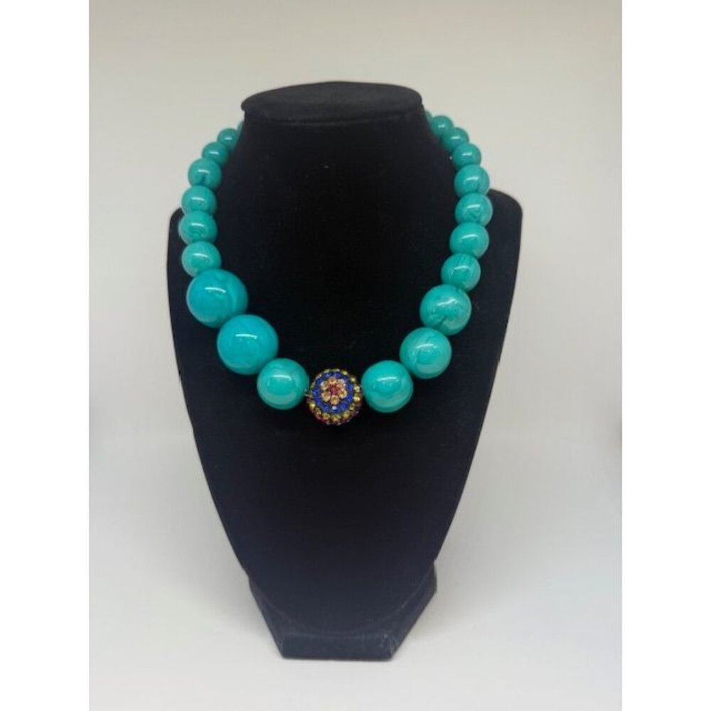 M. Haskell Beaded Adjustable Length Choker Necklace with Rhinestone Center